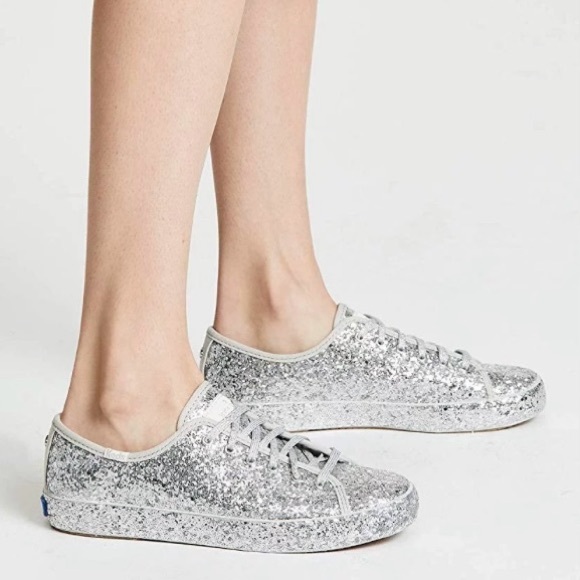 Keds X Kate Spade New York All-over Glitter Sneakers Flats Silver